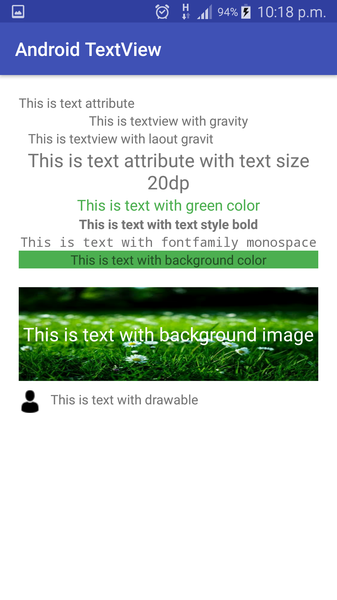 textview attributes-output