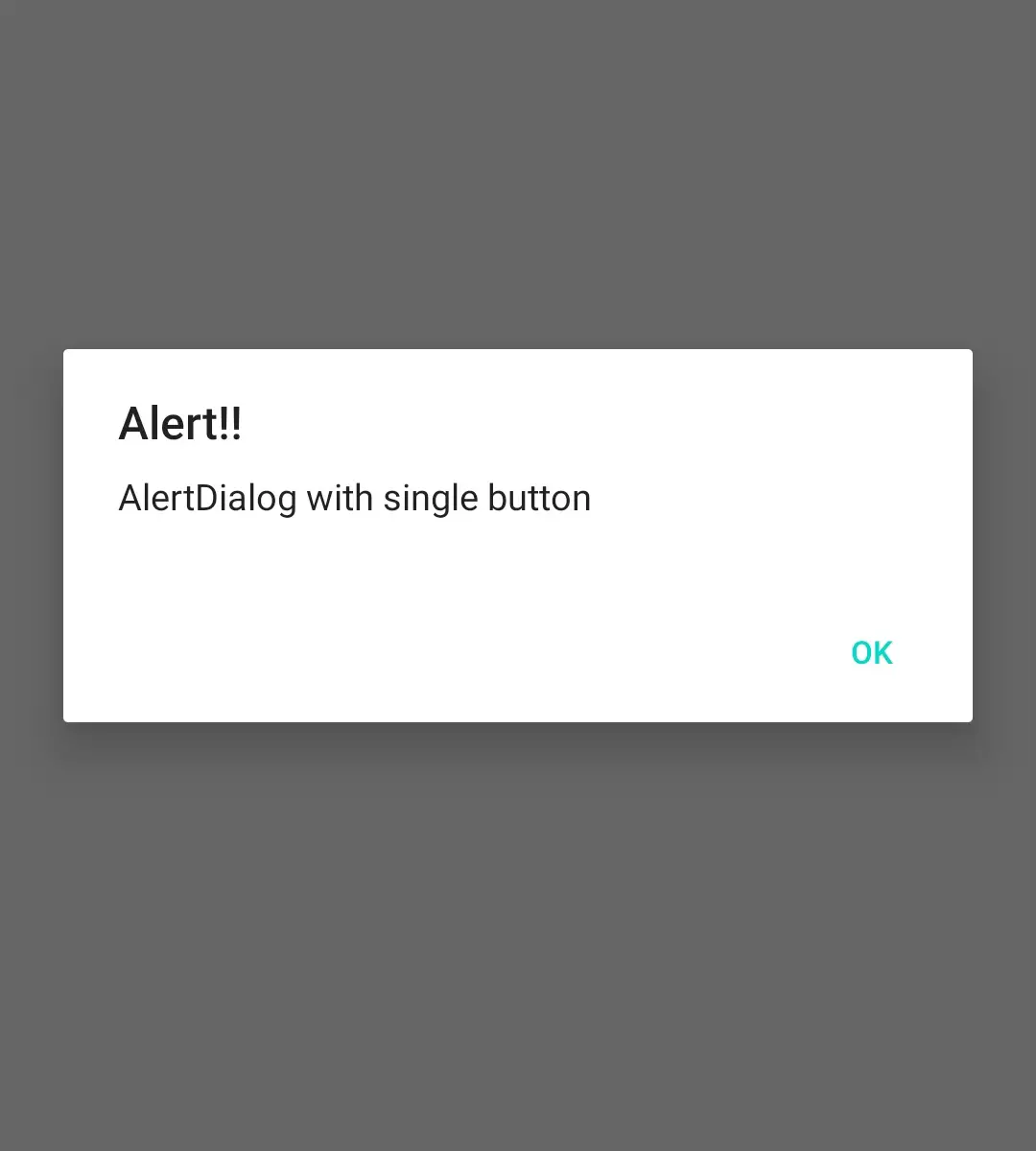 android alertdialog with single button
