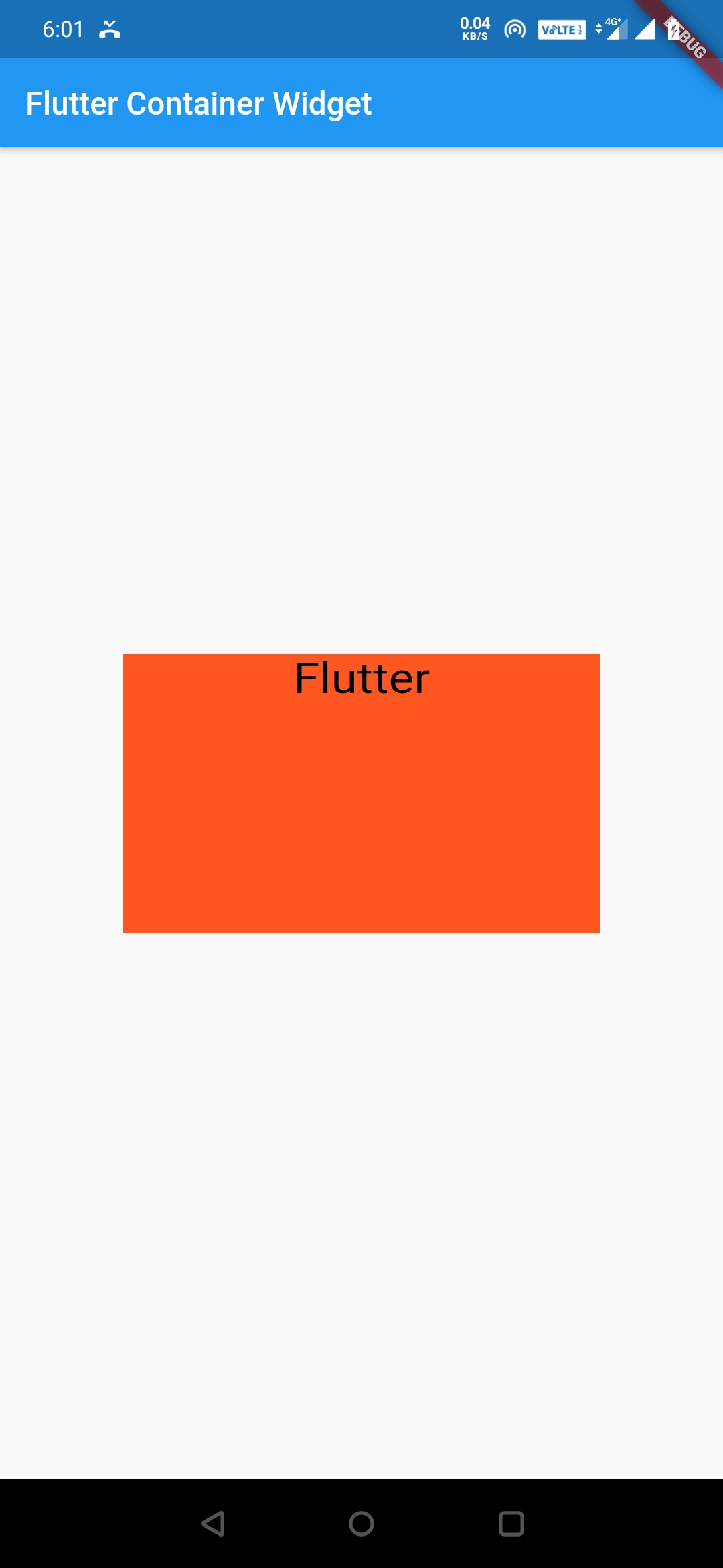 flutter container height and width