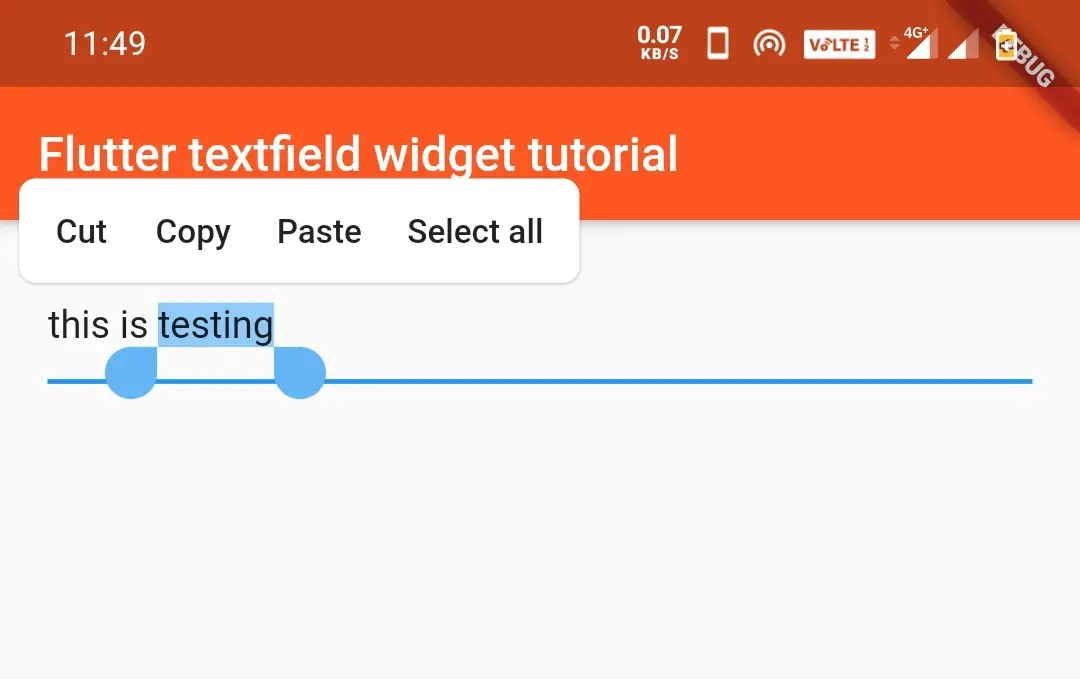 flutter textfield widget toolbar options