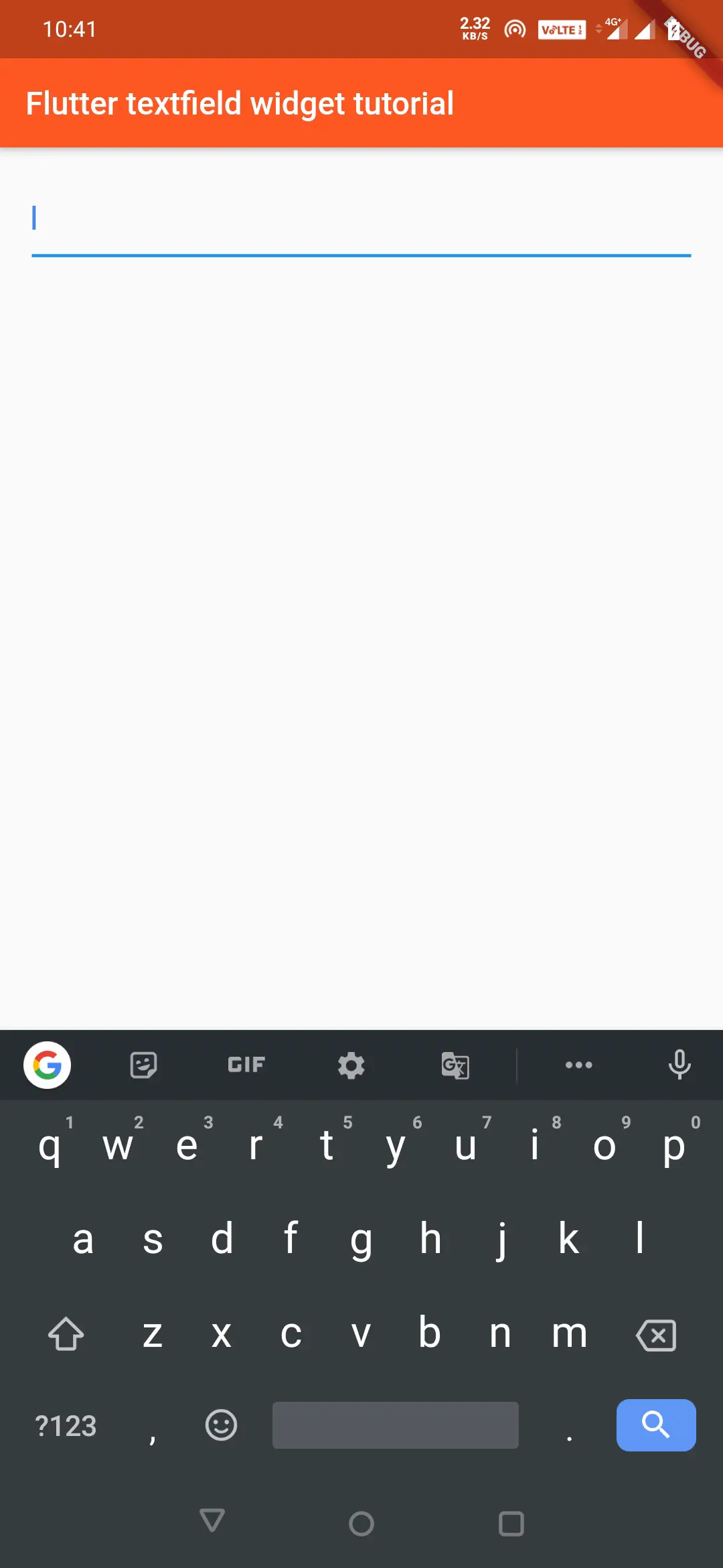 textfield keyboard actions search