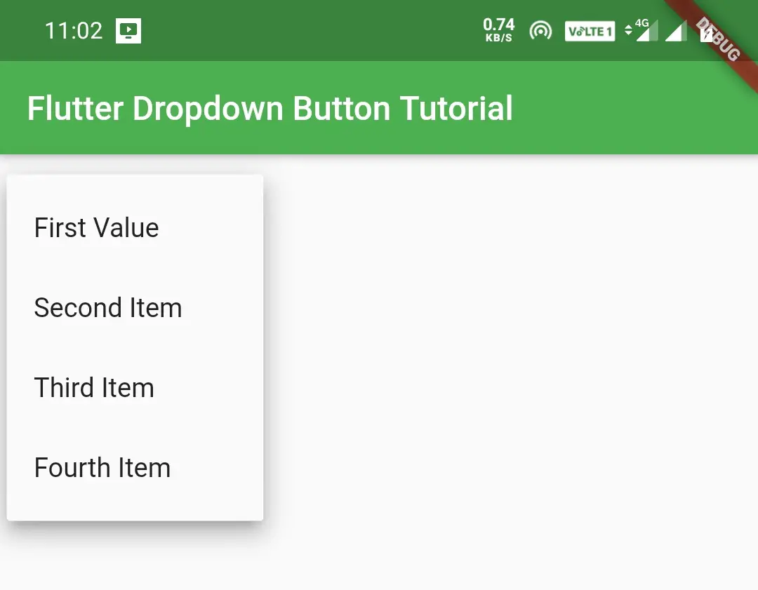 flutter dropdown button items from list