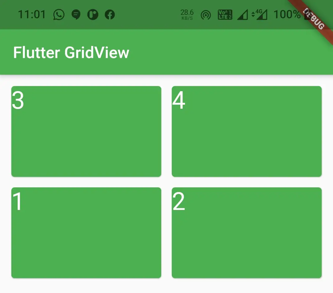 flutter gridview reverse