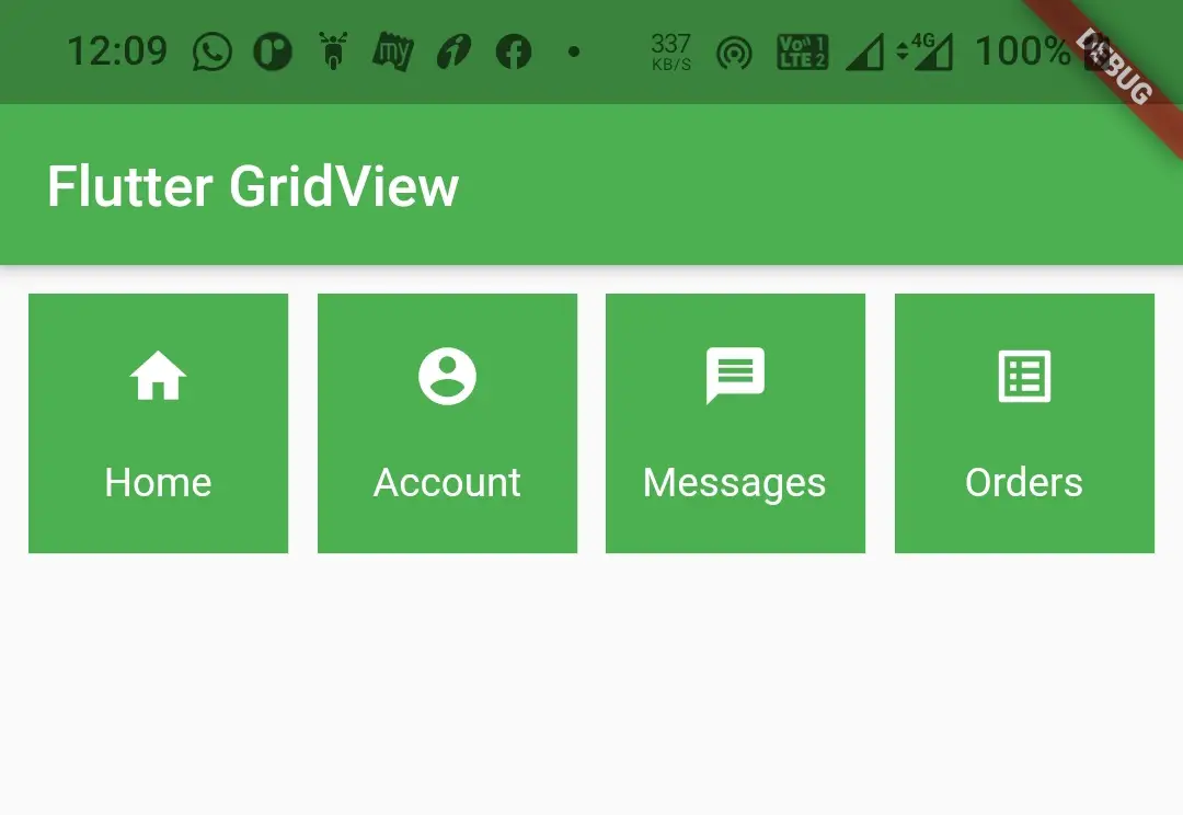 flutter gridview.count example output