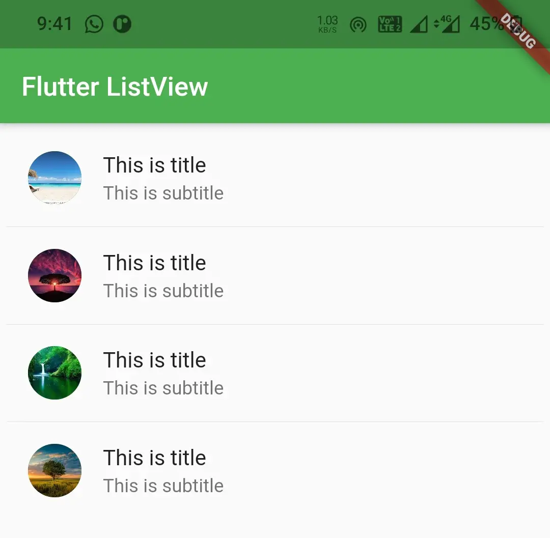 flutter listview.separated example output