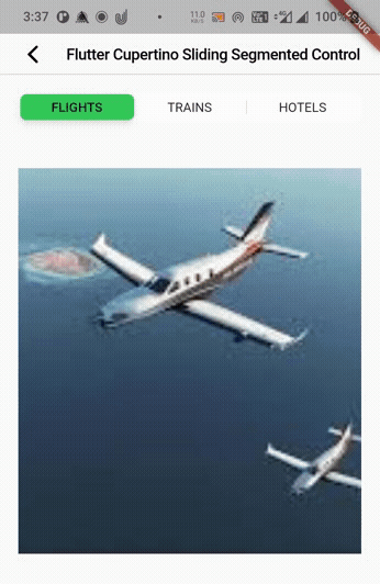 flutter cupertino sliding segmented control example output