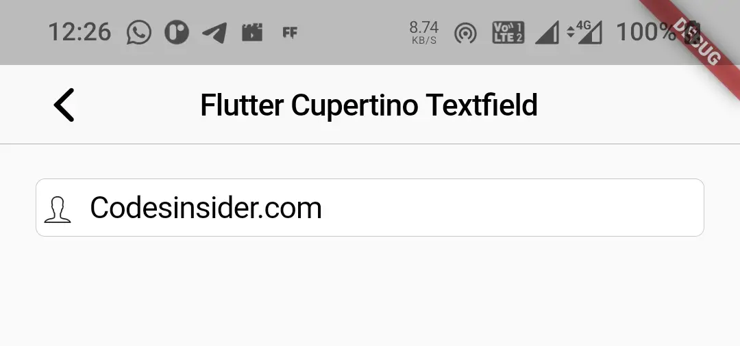 cupertino textfield prefix in flutter