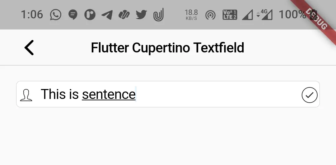 flutter cupertino textfield text capitalization sentence